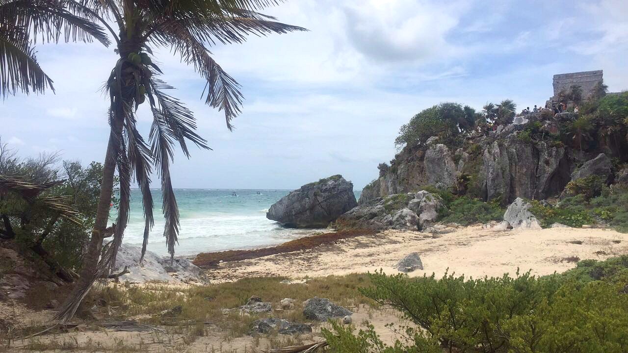 The jagged rocks and coastal ruins in Mexico